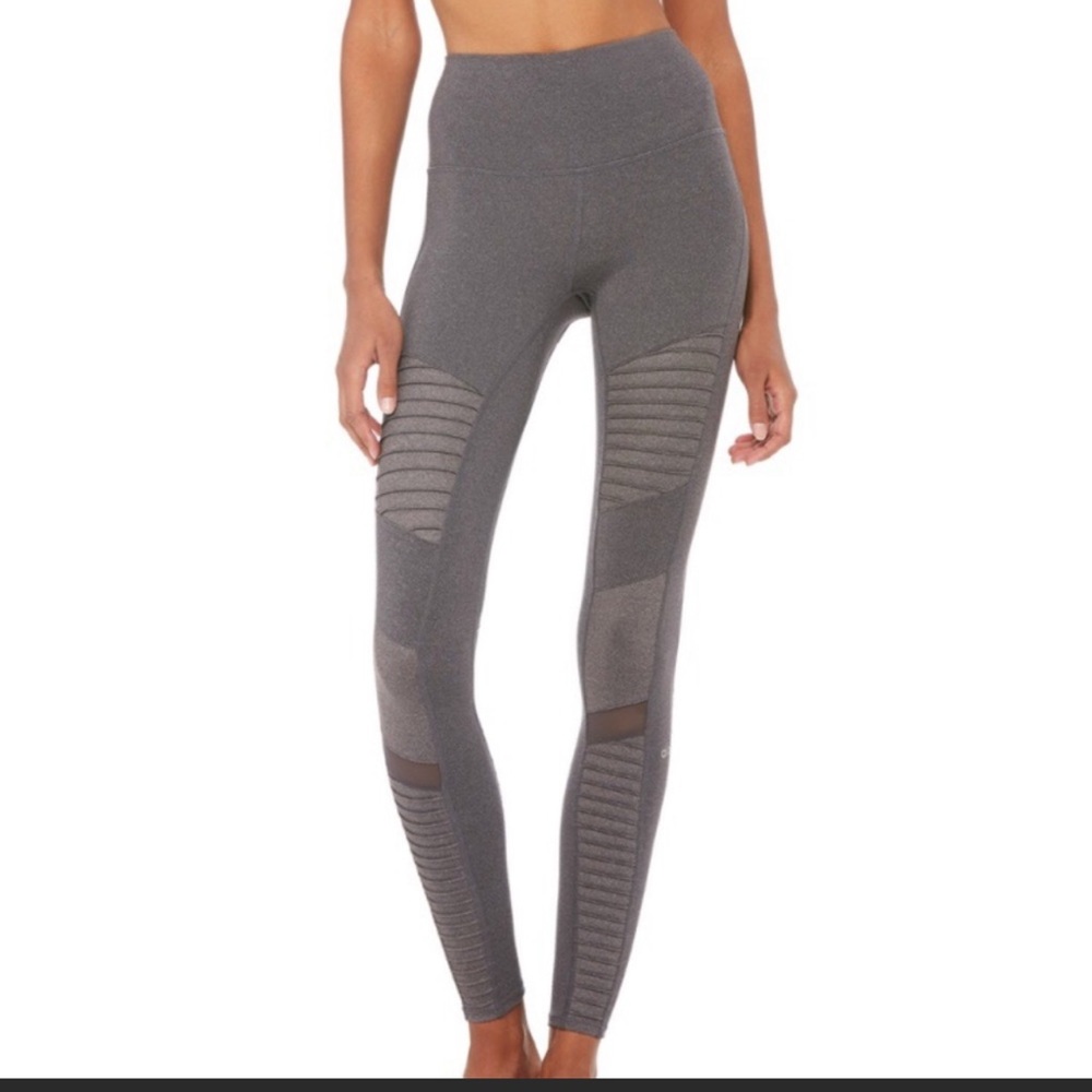 ALO high waisted moto leggings in heather grey